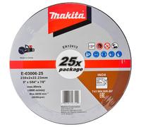 Disco de corte de acero inoxidable MAKITA 230x2,0x22,23 mm, 25 piezas E-03006-25