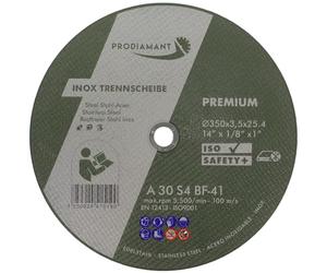 Disco de corte PRODIAMANT 350mm x 25,4mm x 3,5mm pack de 10 discos flexibles de acero inoxidable para metal y acero