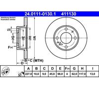 Disco De Freno 24.0111-0130.1 ATE Para FIAT LANCIA SEAT