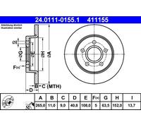 Disco De Freno 24.0111-0155.1 ATE Para FORD