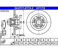 Disco De Freno 24.0111-0174.2 ATE Para RENAULT