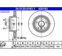 Disco De Freno 24.0120-0183.1 ATE Para BMW