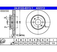 Disco De Freno 24.0122-0313.1 ATE Para HYUNDAI KIA