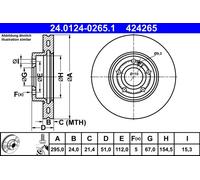 Disco De Freno 24.0124-0265.1 ATE Para MERCEDES-BENZ