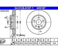 Disco De Freno 24.0126-0187.1 ATE Para OPEL