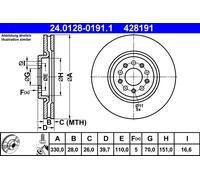 Disco De Freno 24.0128-0191.1 ATE Para ALFA ROMEO JEEP