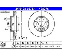 Disco De Freno 24.0128-0276.1 ATE Para MERCEDES-BENZ