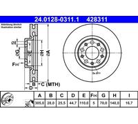 Disco De Freno 24.0128-0311.1 ATE Para ALFA ROMEO