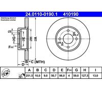 Disco de freno ATE 24.0110-0190.1 para ALFA ROMEO FIAT LANCIA