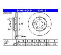 1X Disco de freno ATE 24.0110-0414.1 KIA CEED (CD) 1.4 2018-202