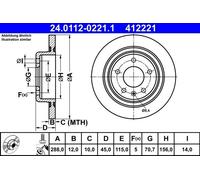 Disco de freno ATE 24.0112-0221.1 para OPEL
