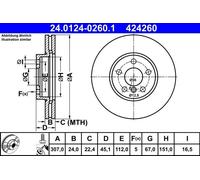 Disco de freno ATE 24.0124-0260.1 para BMW MINI