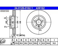 Disco de freno ATE 24.0128-0162.1 para FORD LAND ROVER VOLVO