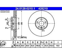 Disco de freno ATE 24.0128-0210.1 para VOLVO