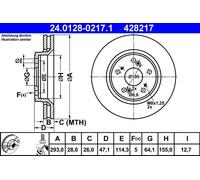 Disco de freno ATE 24.0128-0217.1 para HONDA
