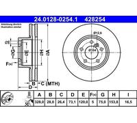 Disco de freno ATE 24.0128-0254.1 para BMW