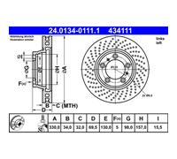 ATE Discos de freno para PORSCHE: 911, Cayman, Boxster (Ref: 24.0134-0111.1)