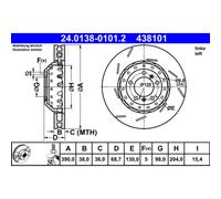 Disco de freno ATE 24.0138-0101.2 delantero, ranurado, altamente carbonizado, 1 Pieza