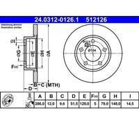 Disco de freno ATE 24.0312-0126.1 para BMW