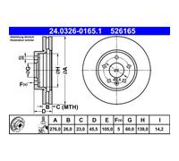 ATE 2X Disco De Freno Delante 2760 Ventilado Para Opel Astra J P10 Chevrolet