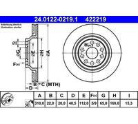 Disco de freno AUDI A3 S3 24.0122-0219.1 (1 pieza)