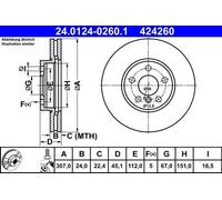 ATE Discos de freno para BMW: X1, Série 2, X2, Série 1 & MINI: MINI (Ref: 24.0124-0260.1)