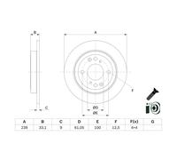 Disco de freno BOSCH 0 986 479 E95 trasero, macizo, 1 Pieza