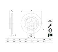 Disco de freno BOSCH 0 986 479 E97 trasero, ventilado , altamente carbonizado, 1 Pieza