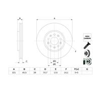 Disco de freno BOSCH 0 986 479 F03 delantero, ventilado , altamente carbonizado, 1 Pieza