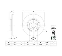 Disco de freno BOSCH 0 986 479 F04 delantero, ventilado , altamente carbonizado, 1 Pieza