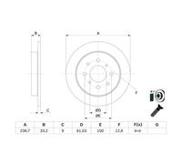 Disco de freno BOSCH 0 986 479 F34 trasero, macizo, 1 Pieza