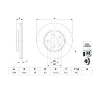 Disco de freno BOSCH 0 986 479 F49 delantero, ventilado , altamente carbonizado, 1 Pieza