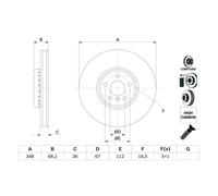 Disco de freno BOSCH 0 986 479 F58 delantero, ventilado , altamente carbonizado, 1 Pieza