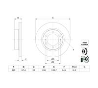 1X Disco de freno para BOSCH 986 479 G19 para FORTUNER (_N5_, _N6_) 3 2005-2015