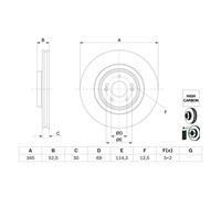 Disco de freno BOSCH 0 986 479 G26 delantero, ventilado , altamente carbonizado, 1 Pieza