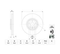 Disco de freno BOSCH 0 986 479 G33 delantero, ventilado , altamente carbonizado, 1 Pieza
