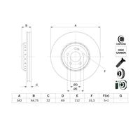 BOSCH Discos de freno para MERCEDES-BENZ: Classe S (Ref: 0 986 479 G35)