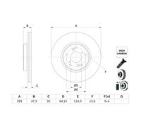 Disco de freno BOSCH 0 986 479 G58 trasero, ventilado , altamente carbonizado, 1 Pieza