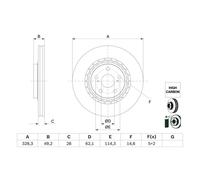 Disco de freno BOSCH 0 986 479 G63 delantero, ventilado , altamente carbonizado, 1 Pieza