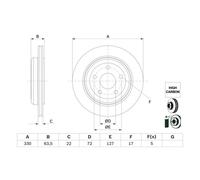 Disco de freno BOSCH 0 986 479 G84 trasero, ventilado , altamente carbonizado, 1 Pieza