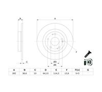 Disco de freno BOSCH 0 986 479 G90 trasero, macizo, 1 Pieza