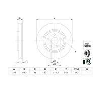 Disco de freno BOSCH 0 986 479 H04 delantero, ventilado , altamente carbonizado, 1 Pieza