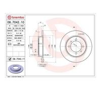 Disco De Freno Brembo 08.7042.11 Prime Line - Uv Coated para Mitsubishi Volvo