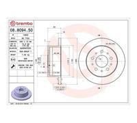 Disco de freno BREMBO 8809450 trasero, macizo, 1 Pieza