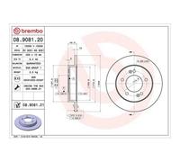 Disco De Freno Brembo 08.9081.21 Prime Line - Uv Coated para Hyundai Kia