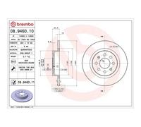Disco De Freno Brembo 08.9460.11 Prime Line - Uv Coated para Fiat Opel Vauxhall