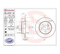 Disco De Freno Brembo 08.A737.11 Prime Line - Uv Coated para Mercedes Benz