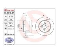 Disco De Freno Brembo 08.C046.31 Prime Line - Uv Coated para Suzuki Eje Trasero