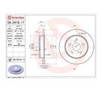 Disco De Freno Brembo 08.D418.11 Prime Line - Uv Coated para Toyota Lexus