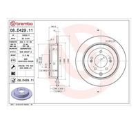Disco De Freno Brembo 08.D429.11 Prime Line - Uv Coated para Hyundai Kia